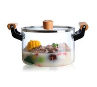 Pentole di vetro per cucinare, pentole di vetro per cucinare sulla stufa 3.2 QT a fuoco lento Resistente Resistente per zuppa, latte, alimenti per bambini