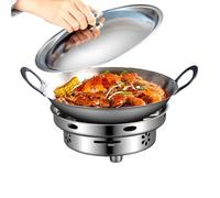 Pentole in acciaio inossidabile, portatile, di sicurezza robusta, con bruciatore, pentole in acciaio inossidabile, resistenti alle cere e ai liquidi, per campeggio, escursionismo, picnic, cucina