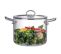 Pentole in vetro for cucinare, pentola in vetro borosilicato resistente al calore, pentola in vetro trasparente con coperchio e doppi manici for zuppa di latte di noodle(5.5L)
