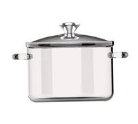 Pentole in vetro per cucinare sul fornello Pentola per cottura a fuoco lento in vetro trasparente Pentole grandi da 3, 5 litri Piano cottura Casseruola sicura borosilicato con manici antiscottatur