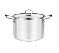 Pentole in vetro trasparente da 2,5/3,5 litri Pentole for zuppa resistenti al calore Pentola a fuoco lento Doppi manici Pentole in vetro Utensili da cucina da cucina(Transparent L)