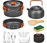 Pentole Kit da Campeggio, Set di Stoviglie da Campeggio Pieghevoli da 13 Pezzi A