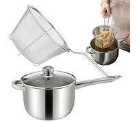 Pentole per friggitrice con manico lungo di grande capacità | Padella per friggitrice utensili da cucina per stufa in ceramica elettrica cucinare patatine fritte zuppa di frutti di mare