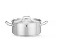 HENDI Pentola bassa, con coperchio con fori per il rilascio del vapore, calderone, casseruola, tegame, adatta a tutte le fonti di calore, lavabile in lavastoviglie, 4.8L, ø240x(H)105mm, acciaio inox