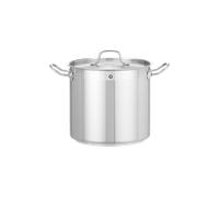 HENDI Pentola alta, con coperchio con fori per il rilascio del vapore, calderone, casseruola, tegame, adatta a tutte le fonti di calore, lavabile in lavastoviglie, 10L, ø240x(H)220mm, acciaio inox