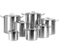 HENDI Pentola alta, con coperchio con fori per il rilascio del vapore, calderone, casseruola, tegame, adatta a tutte le fonti di calore, lavabile in lavastoviglie, 95L, ø500x(H)500mm, acciaio inox