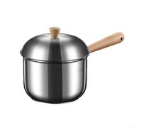 Pentolino compatto in acciaio inox con manico in legno, per viaggi e cucina, distribuzione rapida e uniforme del calore per latte e salse (800 ml)