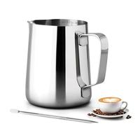 Pentolino Latte, 350ml Bricco Latte In Acciaio Inox con Segno Di Misurazione, Professionale Brocca In Schiuma per Espresso, Montalatte, Latte Art, Amanti Del Caffè Accessori, Regalo di Natale
