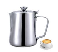 Pentolino per Latte Con Coperchio, Pentolino Latte Coperchio, 350ml in Bricco Latte in Acciaio Con Coperchio E Maniglia Design a Prova Di Fuoriuscita per Versare Caffè E Preparare Cappuccino E Latte