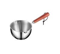 Pentolino per latte in acciaio inox da 120 ml con manico in legno, mini scaldaburro, dimensioni perfette per latte, olio, burro e salsa