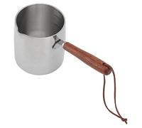 Pentolino, Scaldaburro da 450 Ml, 2 Beccucci, Fondo a Induzione, Riscaldamento Rapido, Acciaio Inossidabile, Manico in Legno per Zuppa, Cioccolato, Latte