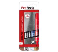 PenTools by Pentel Pennarello indelebile N50, punta a proiettile resistente, tratto da 3 mm, per marcatura permanente, confezione da 4, colori assortiti