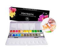 PENTRISTA Set di Pittura ad Acquerelli, 24pcs Acquarelli per Dipingere | Set Acquerelli Professionali, Idea per Principianti e Professionisti Scatola Acquerelli Pieghevole