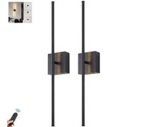 PENTWAN Lampada da parete a batteria con telecomando interno, LED Applique da Parete Batteria Interno, Lampada da Parete Senza Fili Ricaricabile USB, Rotazione 350°,3 Temperature di Colore(Black)