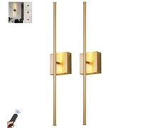 PENTWAN Lampada da parete a batteria con telecomando interno, LED Applique da Parete Batteria Interno, Lampada da Parete Senza Fili Ricaricabile USB, Rotazione 350°,3 Temperature di Colore(Gold)