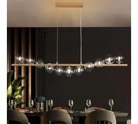 PENTWAN Lampade a Sospensione, Lampadario Led Sospensione, Lampadario da Tavolo da Pranzo,Dimmerabile Con Telecomando, con Paralume in vetro a 11 luci, per Isola della cucina, bar (120cm