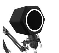 penypeal Filtro anti-pop per microfono, isolamento acustico, per studi di registrazione, in schiuma fonoassorbente, design a cinque lati per ridurre efficacemente rumore e riflessi, nero
