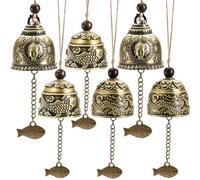 Peohud 6 campane Fengshui, campane a vento vintage, portafortuna, drago, pesce, Buddha, da appendere, per casa, giardino, patio, auto, campanello o decorazione