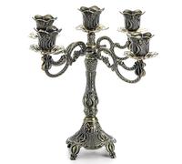 Peohud Candelabri in metallo a 5 candele, alti 25,4 cm, 5 bracci, per candele coniche, portacandele vintage per decorazione domestica, eventi, matrimoni, feste