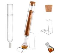 PEOKPIPLE Tubi per umidificatore per sigari in vetro fatti a mano con tappi e espositore trasparente, tubo dritto, base a sfera, set di tappi in legno, custodia da viaggio ermetica per invecchiamento