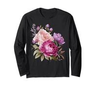 Peonia Fiori Acquerello Lavanda Viola Peonie Rosa Peonia Maglia a Manica