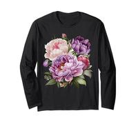 Peonia Fiori Acquerello Lavanda Viola Peonie Rosa Peonia Maglia a Manica