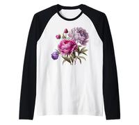 Peonia Fiori Acquerello Lavanda Viola Peonie Rosa Peonia Maglia con Maniche Raglan