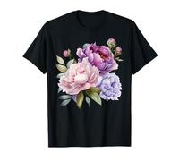 Peonia Fiori Acquerello Lavanda Viola Peonie Rosa Peonia Maglietta