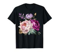 Peonia Fiori Acquerello Lavanda Viola Peonie Rosa Peonia Maglietta