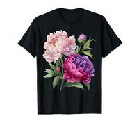 Peonia Fiori Acquerello Lavanda Viola Peonie Rosa Peonia Maglietta