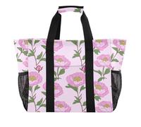 Peonia Floreale Anime Cartoon Style Utility Totes Riutilizzabili Shopping Bags Pieghevole Tote Bag Per Spiaggia Resistente all'acqua con Manici Sacchetto di Lavanderia