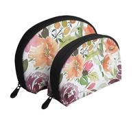 Peonia Pesca, Borsa per trucco a conchiglia Portamonete da donna Borsa da toilette piccola Borsa per cosmetici 2 pezzi