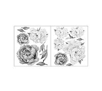 Peonia Rose Flower Sfondo Wall Stickers Art Decalcomania Home Decor Nero Bianco 30x40 cm