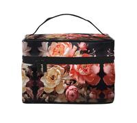 Peonie dai colori vivaci borsa per il trucco da donna, grande capacità, borsa da viaggio portatile per trucchi (22,9 x 16,5 x 15,7 cm) borsa per trucco per ragazze grande