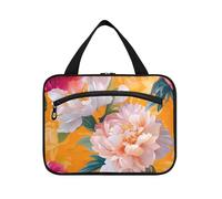 Peonie del fumetto Arancione Fiore Hanging Size articoli da toeletta per gli uomini con gancio, Designer Borsa portatile per la cura della pelle per gli accessori per le donne zaino in spalla Bolsa