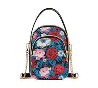 Peonie e margherite rosse alla moda borse a tracolla da donna con tasche multiple borsa per donne regali di compleanno per le signore