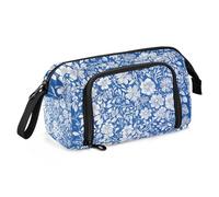 Peonie Farfalle Blu Astuccio portapenne grande capacità astuccio con cerniera astuccio portatile con scomparti per bambini forniture per le scuole superiori