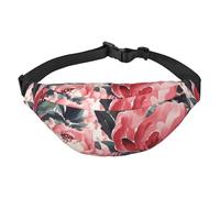 Peonies - Marsupio primaverile per uomo e donna, alla moda, borsa a tracolla con tracolla regolabile, impermeabile, per viaggi, escursionismo, sport, nero, taglia unica, Nero , Taglia unica