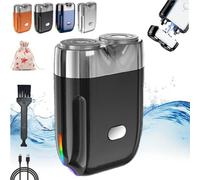 Peonly Electric Razor, Peonly Rechargeable Waterproof Electric Razor, Mini Dual Head Electric Shaver, Mini Shaver Compact Travel Shaver (nero)