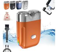 Peonly Electric Razor, Peonly Rechargeable Waterproof Electric Razor, Mini Dual Head Electric Shaver, Mini Shaver Compact Travel Shaver (arancione)