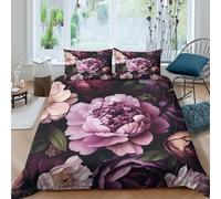 Peony bloomsSet Di Copripiumino 3 pezzi motivo 3D cerniera nascosta Botanical floral art copripiumino con federa soffice ultra morbido e traspirante for bambini adulti ragazzi Single（140x200cm）