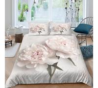 Peony bloomsSet Di Copripiumino morbida microfibra 3 pezzi motivo 3D con cerniera Vintage floral art copripiumino incluso federe aiosa ultra morbido for ragazze Super king（260x220cm）