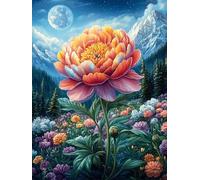 Peony Flower Under The Moon Puzzle 1000 Pezzi Sfida Logica Avanzata Scenery Science Fiction Rompicapo Per Menti Brillanti Stimolo Cognitivo Esercizio Mentale Regalo Per Laurea 1000 PCS