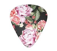 Peony Flowers - Plettri per chitarra con stampa rosa, confezione da 12 plettri personalizzati per chitarra acustica e chitarra elettrica, inclusi 0,46 mm/0,71 mm/0,96 mm