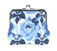 Peony Glory - Portamonete da donna, in pelle PU, colore: blu