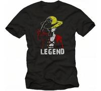 PeoOne Comic Piece Mens Lend Ruffy T Shirt Men's Manga Nerd Shirt Pure Cotton Fashion T Shirt Top Black 3XL