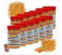 PEO's 12 x 510 g di burro di arachidi, burro naturale di peanut da noccioli di arachidi tostati, deliziose arachidi dal gusto pieno e cremoso, confezione risparmio da 12 pezzi