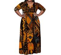 Peosaard Abiti da Donna Taglie Forti, Abbigliamento Africano per Donne, Vestito Africano di Seta a V sul Collo a V, Abito Maxi tintura per Cravatta per Donne curvy/2xl