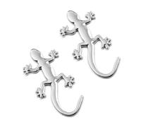 Peosaard Adesivo per Auto a Forma di Geco, 2 PCS 3D a Forma Gecko Badge Metallo Solido Emblema di Decalcomania Auto Adesivo automobilistico - Argento