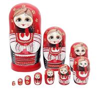 Peosaard Bambole Russe Che nidificano, Bambole nidificanti 10 Pezzi impilabili in Legno Colorate Divertenti Russe per Bambini Adulti Compleanno Vacanze di Natale